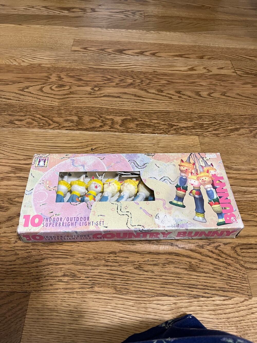 Vintage Easter String Lights Country Bunny Rabbits Set of 10 Indoor Outdoor 90's